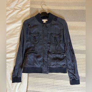 Peyton Jensen Navy Bomber Utility Zip Up Jacket